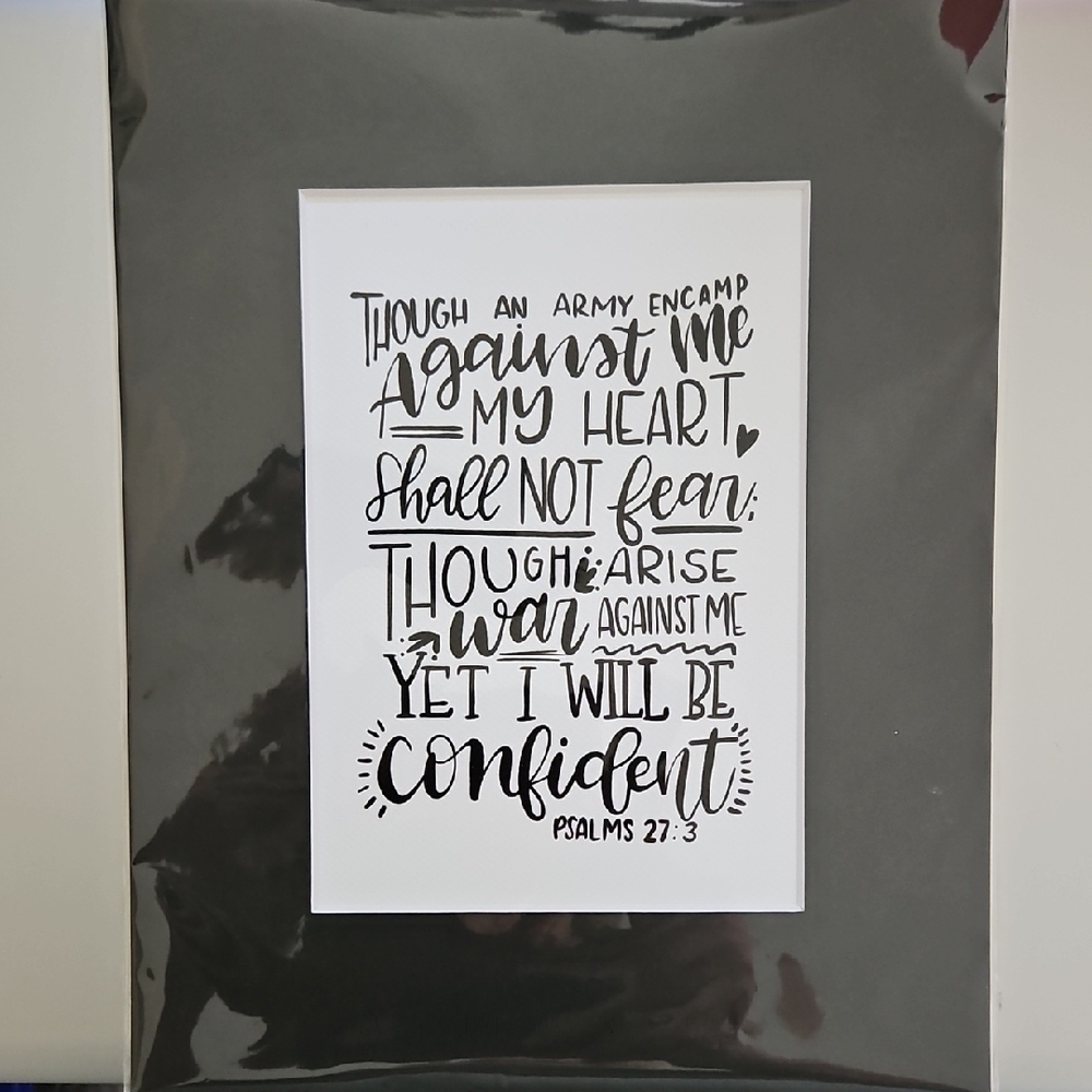 Inspirational Wall Art Print In Black Matt - Psalms 27:3 8x10 NWOT